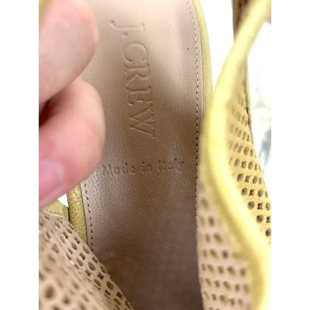 J. Crew Womens 8.5 Golden Tan Open-Toe Slingback Cutout Tie Dress Heels NEW